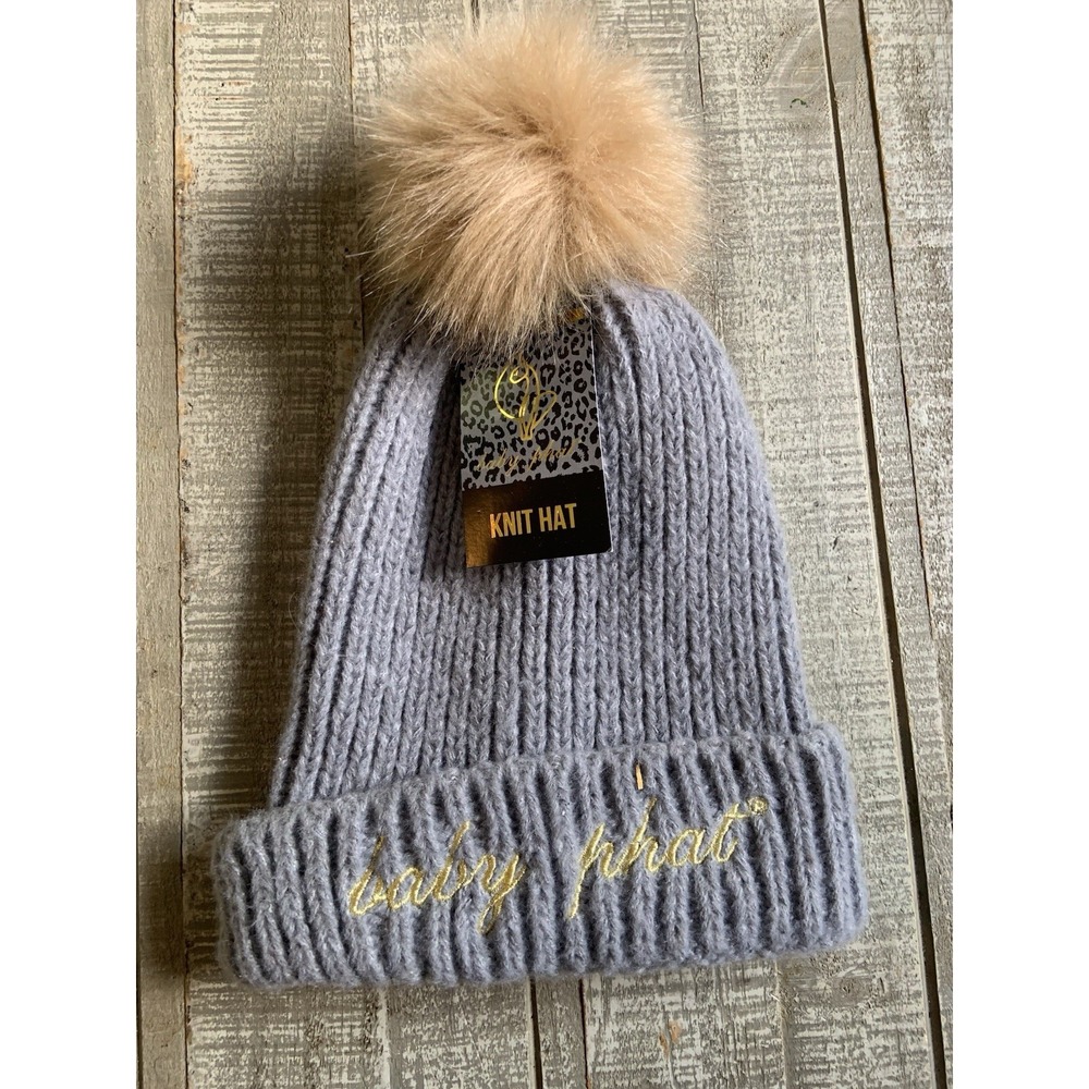 BABY PHAT Women's Hat Cap Puff Ball Gray Gold NEW WITH TAGS NWT Y2K